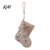Festive Garland Hanging Supplies Burlap Christmas Ornaments, Rustic Linen Fabric Decoration, Tree Ball Stocking Decorative Ornaments for Star