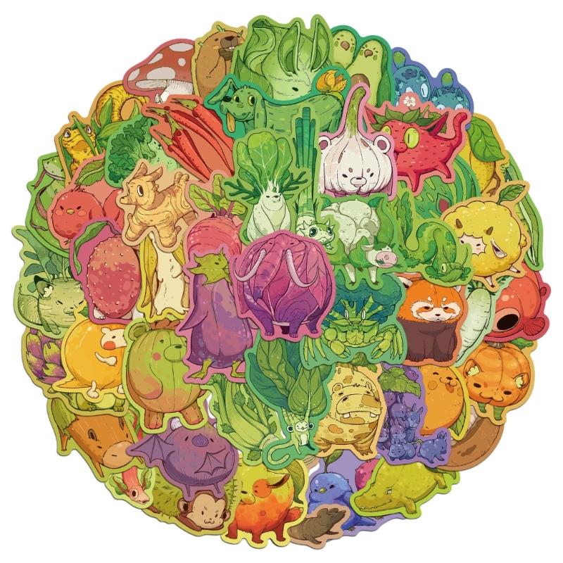 

50Pcs Vegetable Fruit Animal Sticker for Notebook Water Bottle Laptop Skateboard Scrapbook Children Motivational Sticker 1