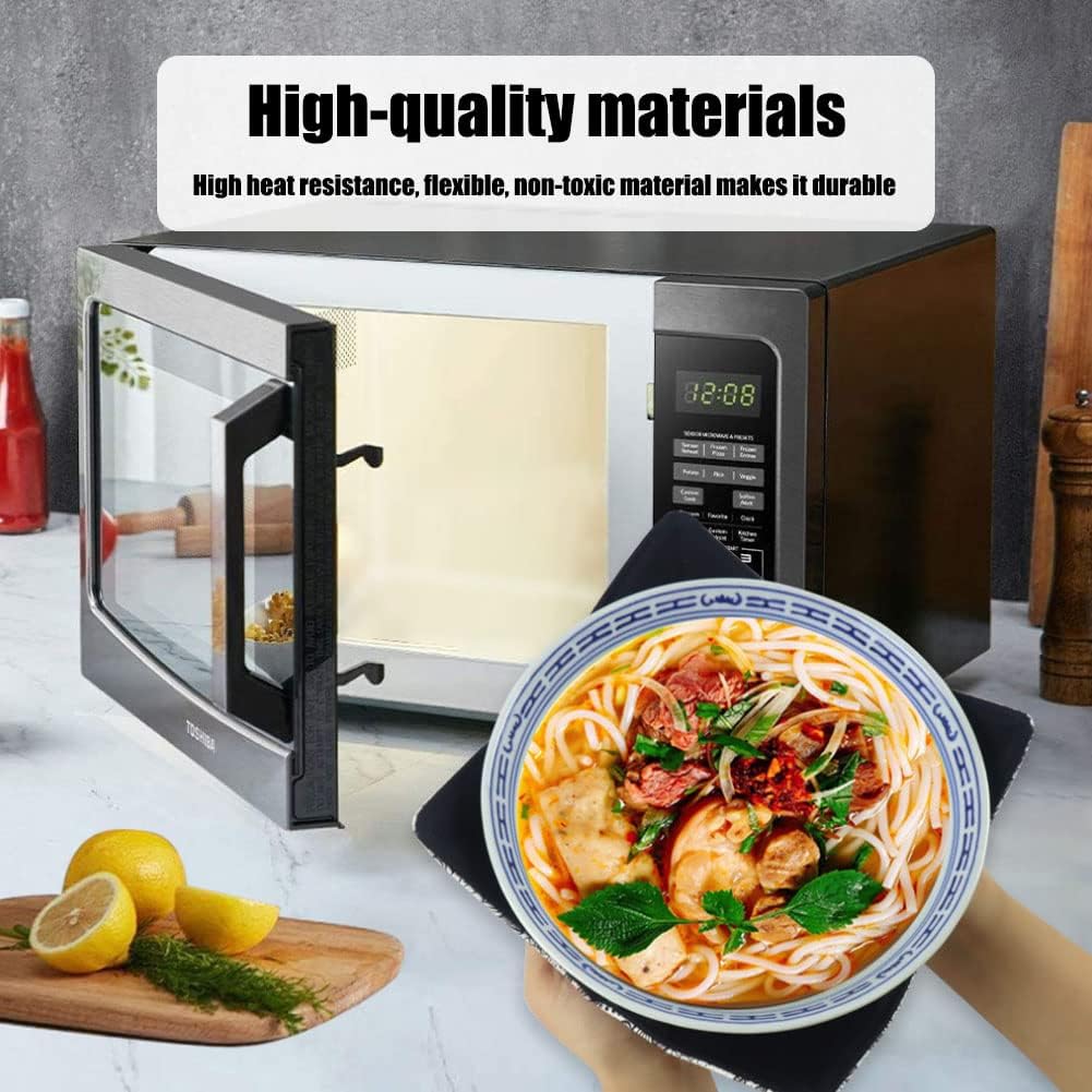 2 Pcs Microwave Safe Hot Bowl Holder Potholders - Keep Hands Cool and Food Warm - Multipurpose Bowl Cozy for Soup Rice Pasta(Black)