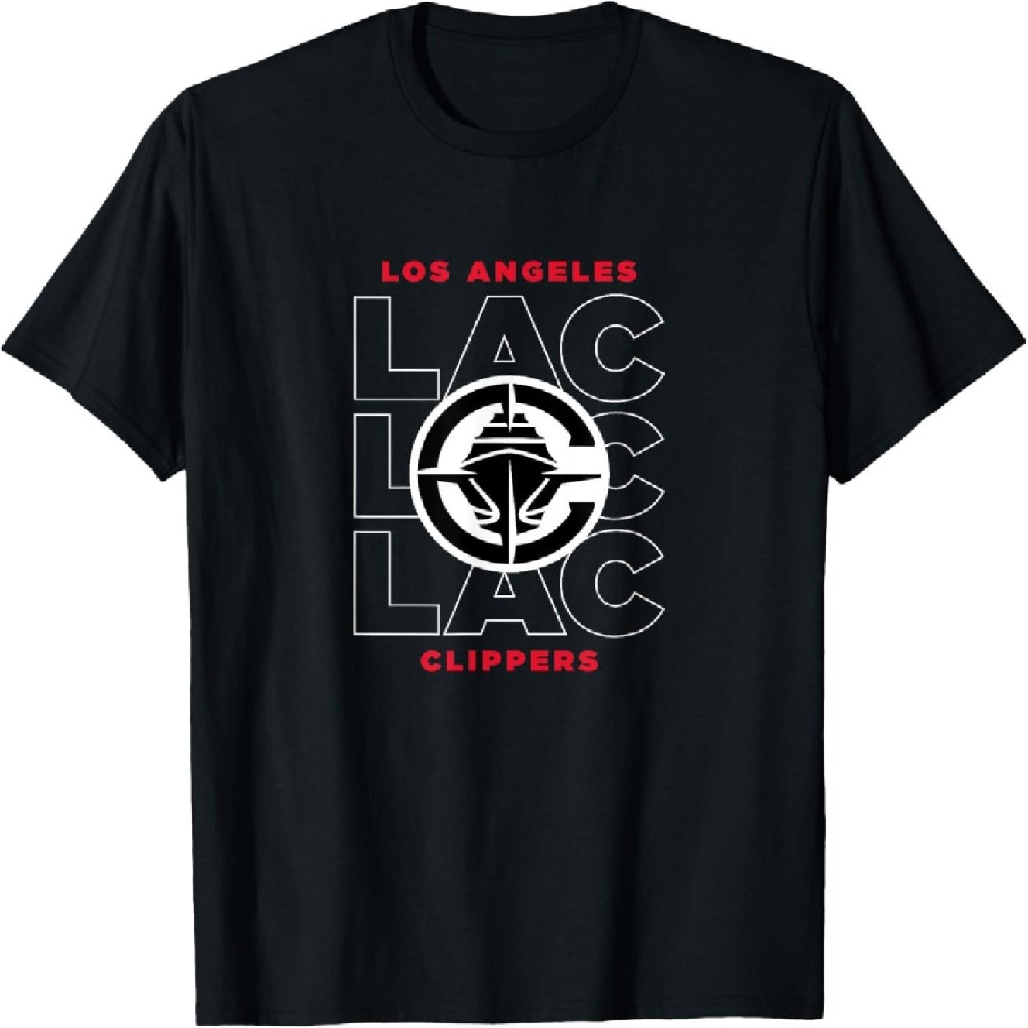 NBA - Los Angeles Clippers Stacked City Logo Black T-Shirt S