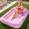 Sloosh-L/XL Piscină gonflabilă pentru bronzat Șezlong Plutitor Cu suport pentru pahar, 70"X46"/85″ x 57″ Tub mai mare pentru bronzat Plutitoare pentru piscină pentru adulți Raft Summervibes