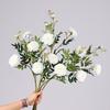 Artificial Marigold 3 Head UV Resistant Fake Silk Flower with Leaves Indoor Outdoor Garden Table Centerpiece Faux Bloom Decoration