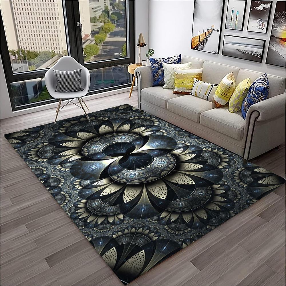 3D Mandala Bohemia Geometric Carpet Rug for Home Living Room Bedroom Sofa Kitchen Doormat Decor,Kid Area Rug Non-slip Floor Mat