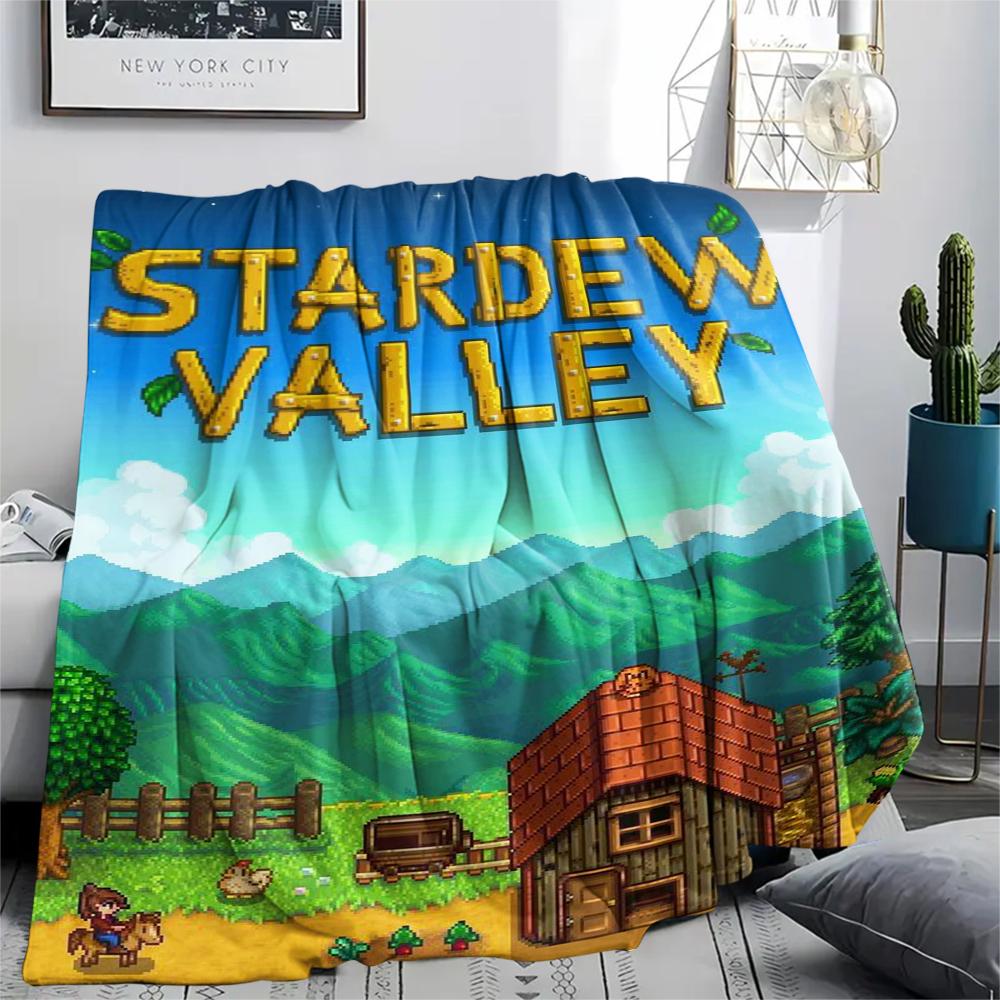 1PC Stardew Valley Print Flannel Blanket, High quality Comfortable for All Seasons, Home Decor, Warmth and Comfort, Perfect for Christmas Gifts179