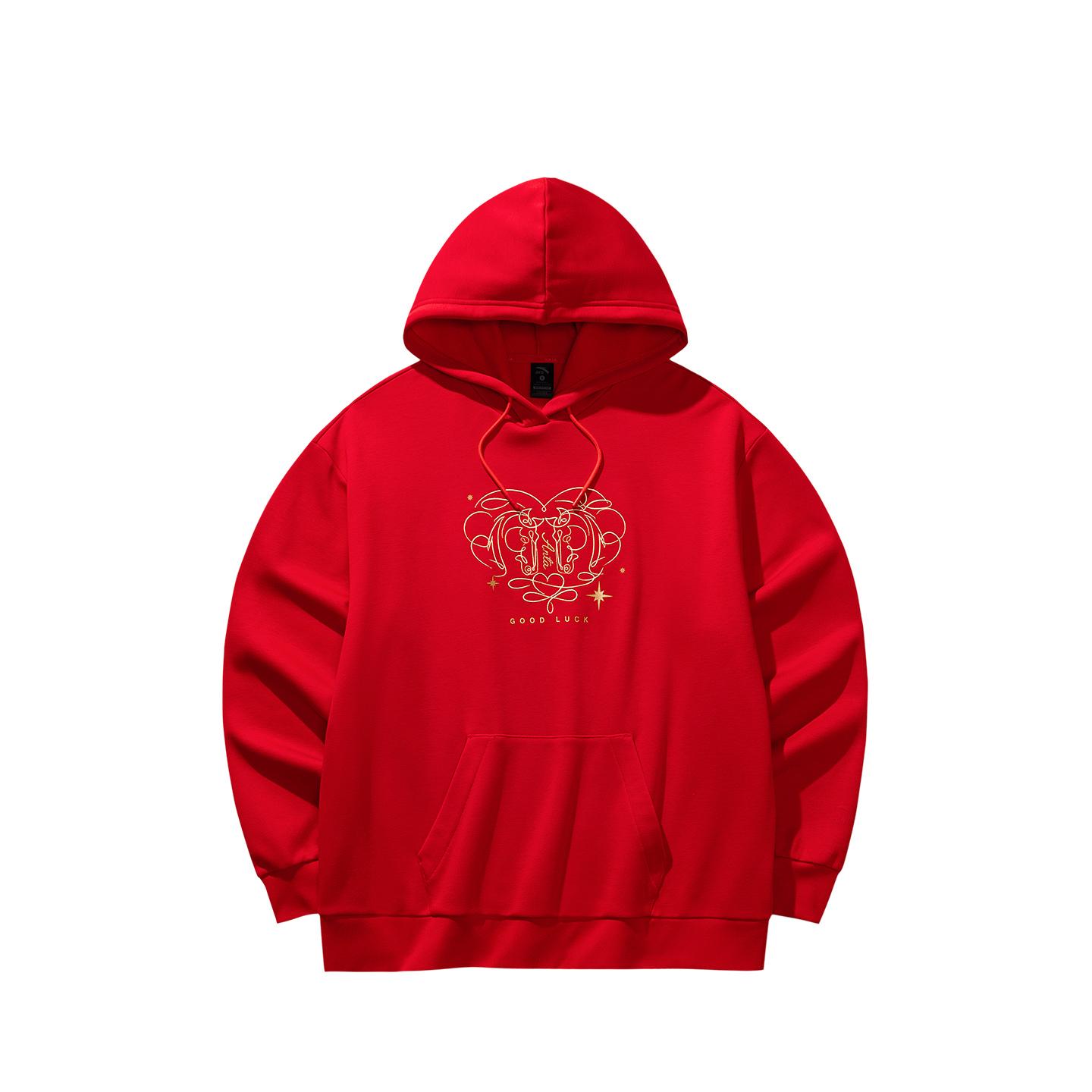 

Anta Loose Fit Hooded Fleece Warm Lifestyle Series Casual Fashion Sports Versatile Campus Commuter Sweatshirt Women sweatshirt Deep-Red 962618708-2 2XL