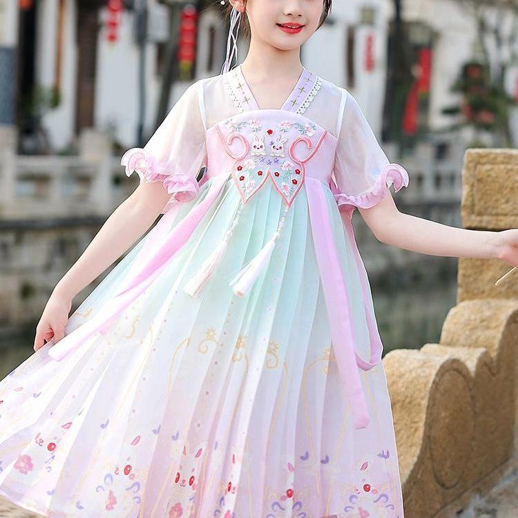 Autumn 2026 Stylish Girls' Hanfu Princess Dress - Ancient Style Children’s Skirt