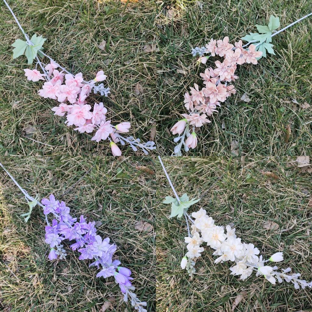 Artificial Larkspur Flocked Stems Double Fork Design Wedding Floral Decor Home Centerpiece Arrangements