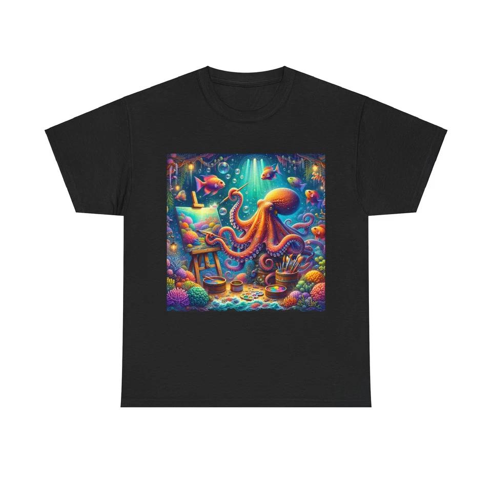 Unisex Adult T Shirt Underwater Scene Colorful Fish Octopus Art 3XL