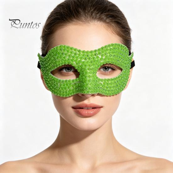 Mysterious Face Coverings Halloween Half Masquerade Mask, Pearl Decor Venetian Elegant Costume Accessories Party Accessory for Stage Show Evening