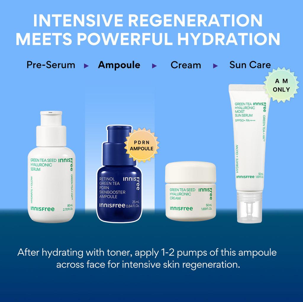 Innisfree Retinol Grüner Tee PDRN Skinbooster Ampulle 25ml