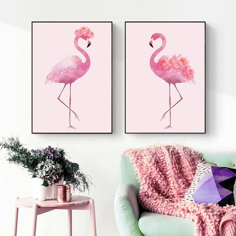 

Свежий и простой животный фламинго, холст, живопись, абстрактный принт, постер, картина, настенная картина для гостиной, спальни, украшение для дома