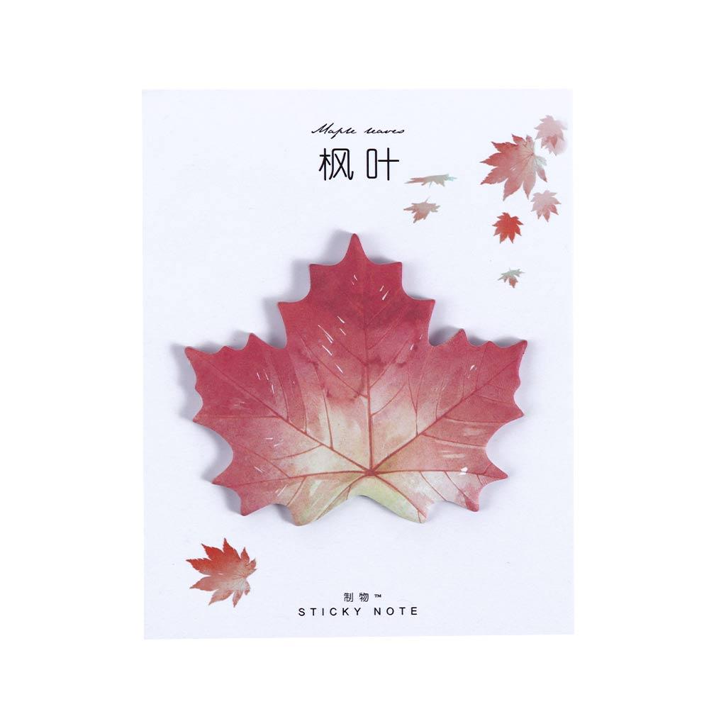 Plant Leaf Self-Adhesive Supplies Notes School Office Memo Pad Sticky Note Bookmark Notebook