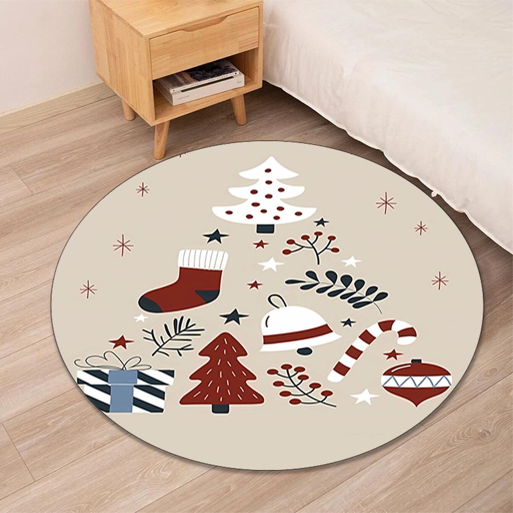 Christmas Printed Round Rug Carpet Chair Rug Area Rug Entryway Doormats,for Office Chair Living Room Bedroom Kitchen Room.