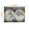 Vintage World Map Canvas Wall Art Retro Double Hemisphere Poster Print for Living Room Office Study Home Decoration Frameless
