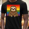 Men's T-Shirt Sloth with Pride Flag Motif Cotton Size S To 5XL