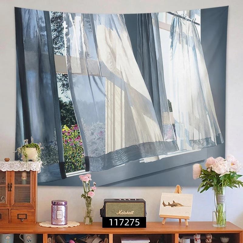 

Гобелен прикраса домашньої естетики ins віконний вид пара висить стіни тло тканини 100x75cm
