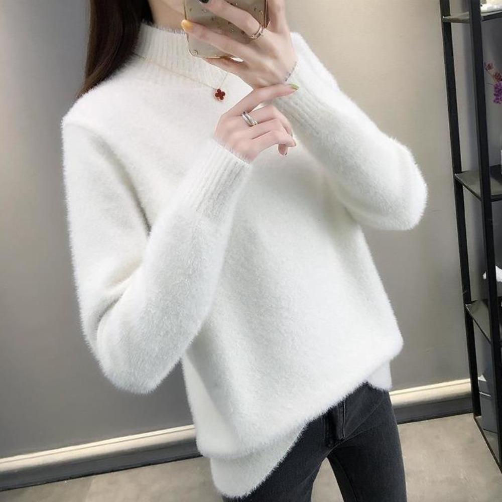 Autumn and Winter New Mink Fleece Turtleneck Women's Loose Inner with Thickened Fashion Pullover Bottoming Knitted Sweater