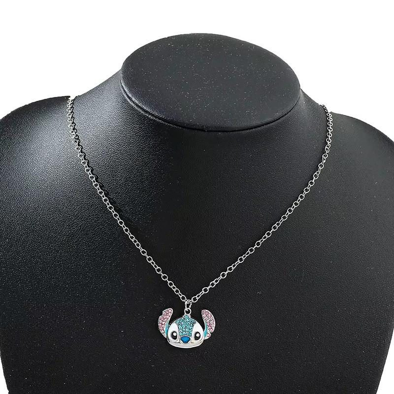 Adorable Cartoon Stitch Rhinestone Pendant Necklace For Fashionable Holiday Gift