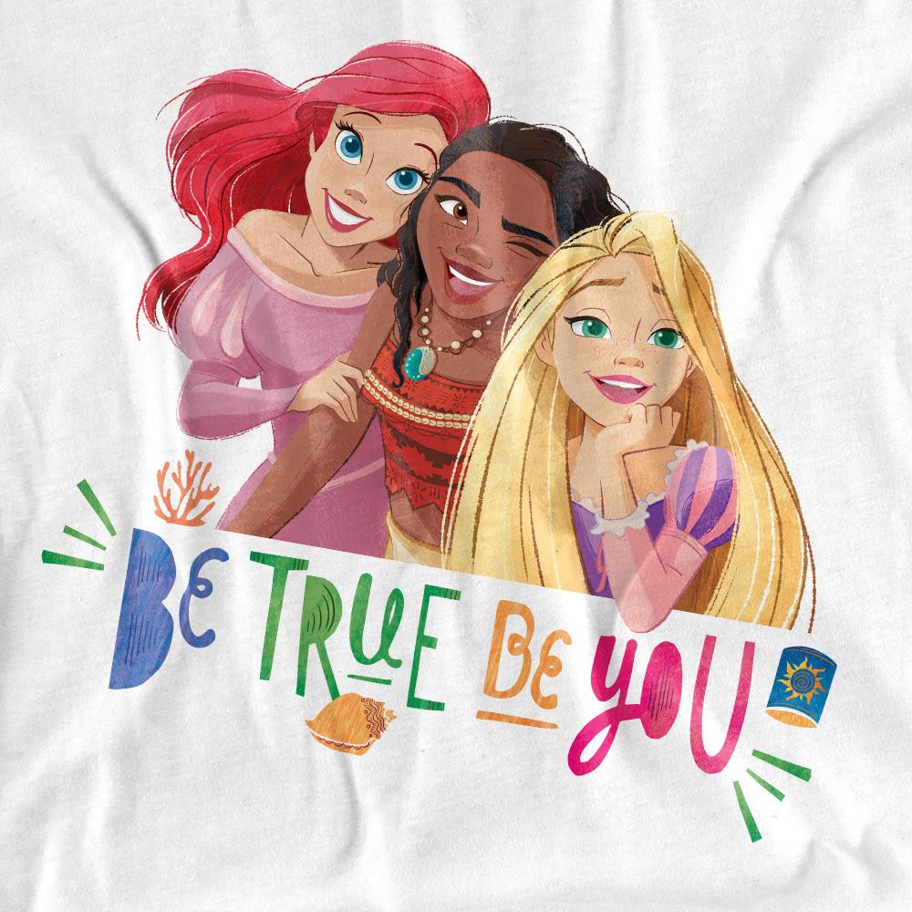 Disney Princess Womens/Ladies Be True Be You Ariel Moana Rapunzel T-Shirt
