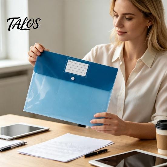 Plastic Project Folders 8Pcs Document Folders, A4 Size File Envelopes with Snap Button And Student Test Paper Organizers Label Pocket, Thickened
