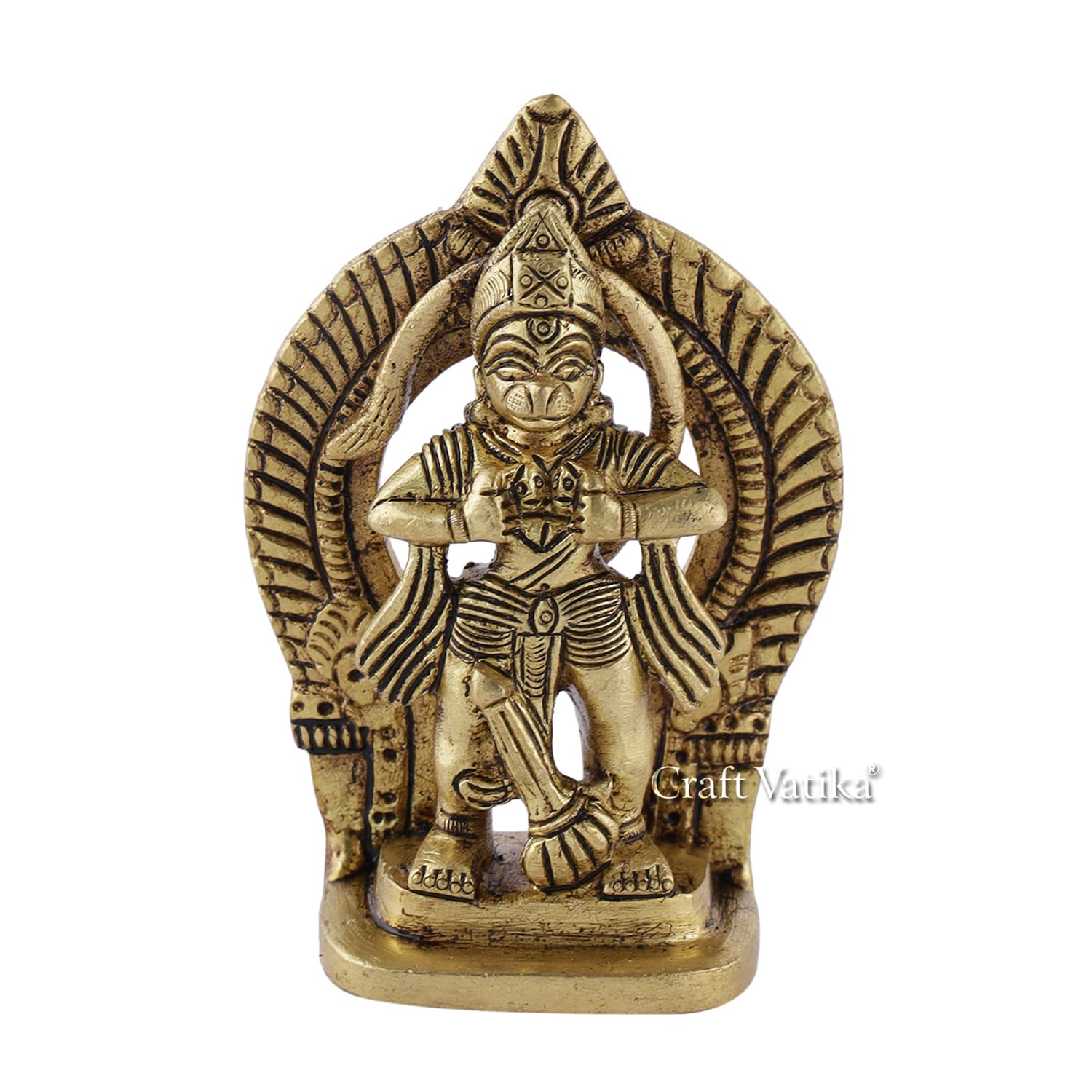 Lord Hanuman Murti, Bala Ji Bajrang Bali Idol, Showpiece Statue, Golden, Brass