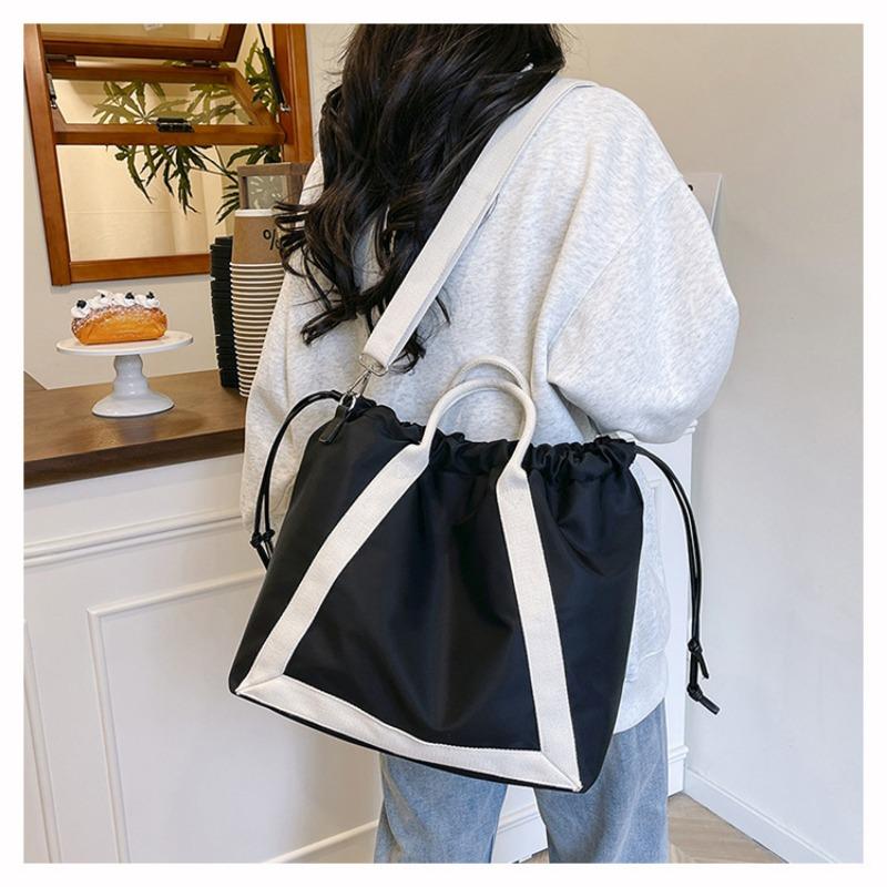Nylon Cloth Bag Women's Large-capacity New Summer Casual Messenger Bag Portable Drawstring Pleated Tote Bag