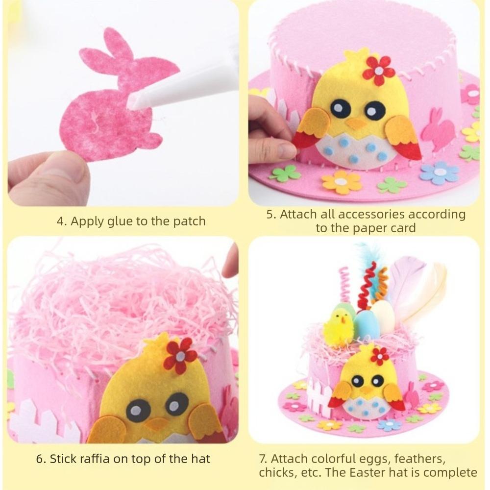 Handmade Decorations Easter Hats Colorful Eggs Bunny Chick Cartoon Cap DIY Craft Kit Easter Party