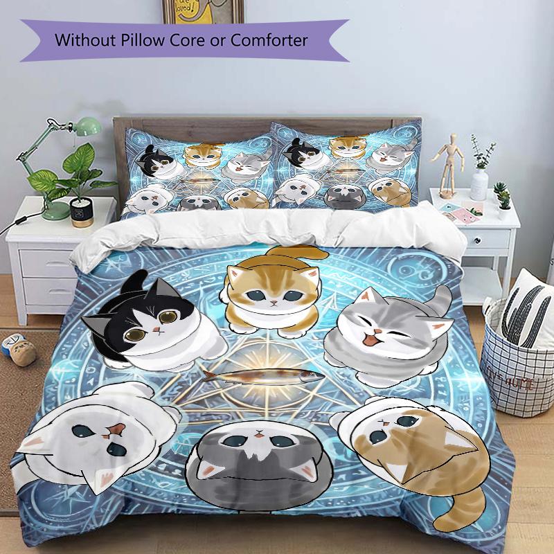 

3pcs Six Cute Kittens Quilt Set - Soft and Comfortable Bedroom, Guest Room and Dorm Decor Bedding Set 1 Quilt Cover + 2 Pillowcases.L096 135cm*200cm