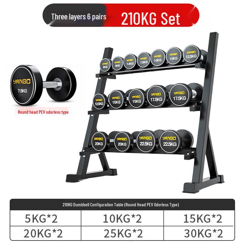210kg Fixed Dumbbell Set with Storage Rack
