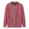 Women's Knit Cardigan with Plush Lining - Warm Autumn Coat for Middle-aged and Elderly