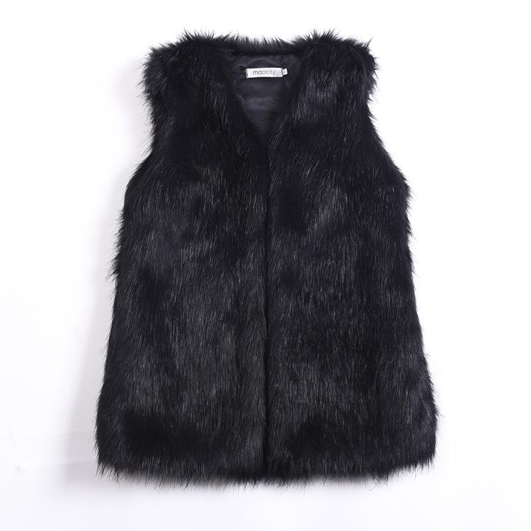 Winter medium and long imitation fox fur vest thermal vest women's vest jacket