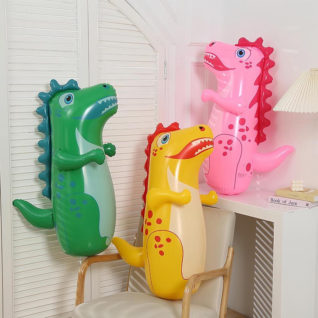 Yellow Inflatable PVC Dinosaur Toy - Kids' Large Cartoon Bop Bag for Fitness and Boxing