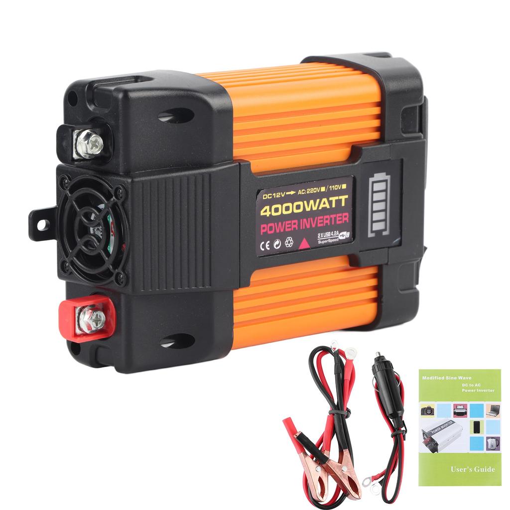 Menič napätia do auta Dvojitý USB 4000W Konvertor napájania do auta Transformátor s modifikovanou sínusoidou(DC12VAC220V )
