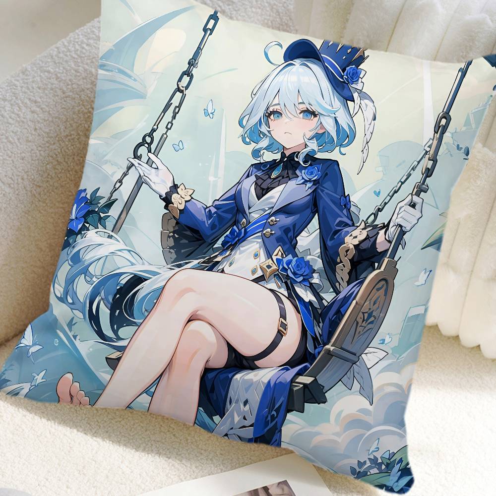 

Game Genshin Impact Furina Pillow Case Square Pillow Bedroom Sofa Leisure Comfort Cushion Car Home Decoration 16x16Inch