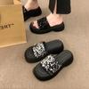 Slippers Outer Wear Women's Summer Platform Sandals Half Slippers Women's Sequins Muffin Bottom One Word Cool Slippers Comfortable and Versatile