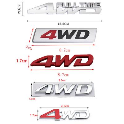 1Pc 3D Metal 4WD Logo Decals Emblem Badge Car RearTrunk Fender Adhesive Badge Body Sticker For RAV 4   Accessories