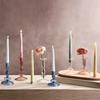 2PC/Set Candle Holder Elegant Transparent For Taper Candles Wavy Bottle Mouth Home Fried Flower Vases Weddings 3 Colors