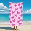 Strandlaken met Roze Strik Ontwerp, Zacht Lichtgewicht Polyester Sneldrogend voor Zwemmen Surfen Kamperen