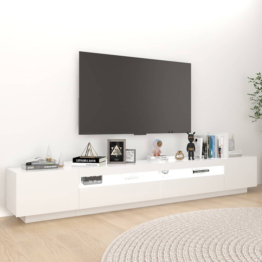 Vidaxl Szafka Pod Tv Z Oświetleniem Led, Biała, 260X35X40 Cm