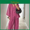 Womens 2025 Top Vneck Wideleg Pants Set European American Style