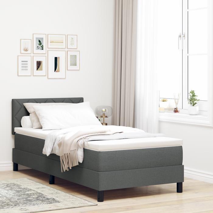 VidaXL Lit à ressorts avec matelas et LED gris foncé 90x190 cm Tissu 3342248