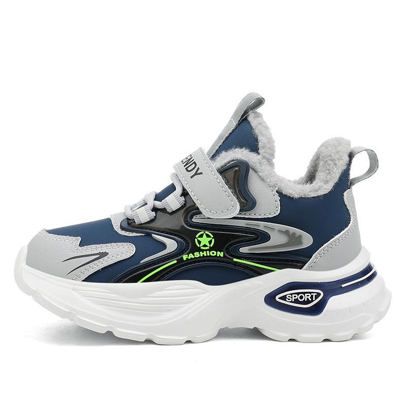 New Non-slip Children's Sports Shoes Large Cotton Soft Sole Casual Autumn and Winter Boys' Shoes Velvet Medium and Large Children's Shoes Primary Scho