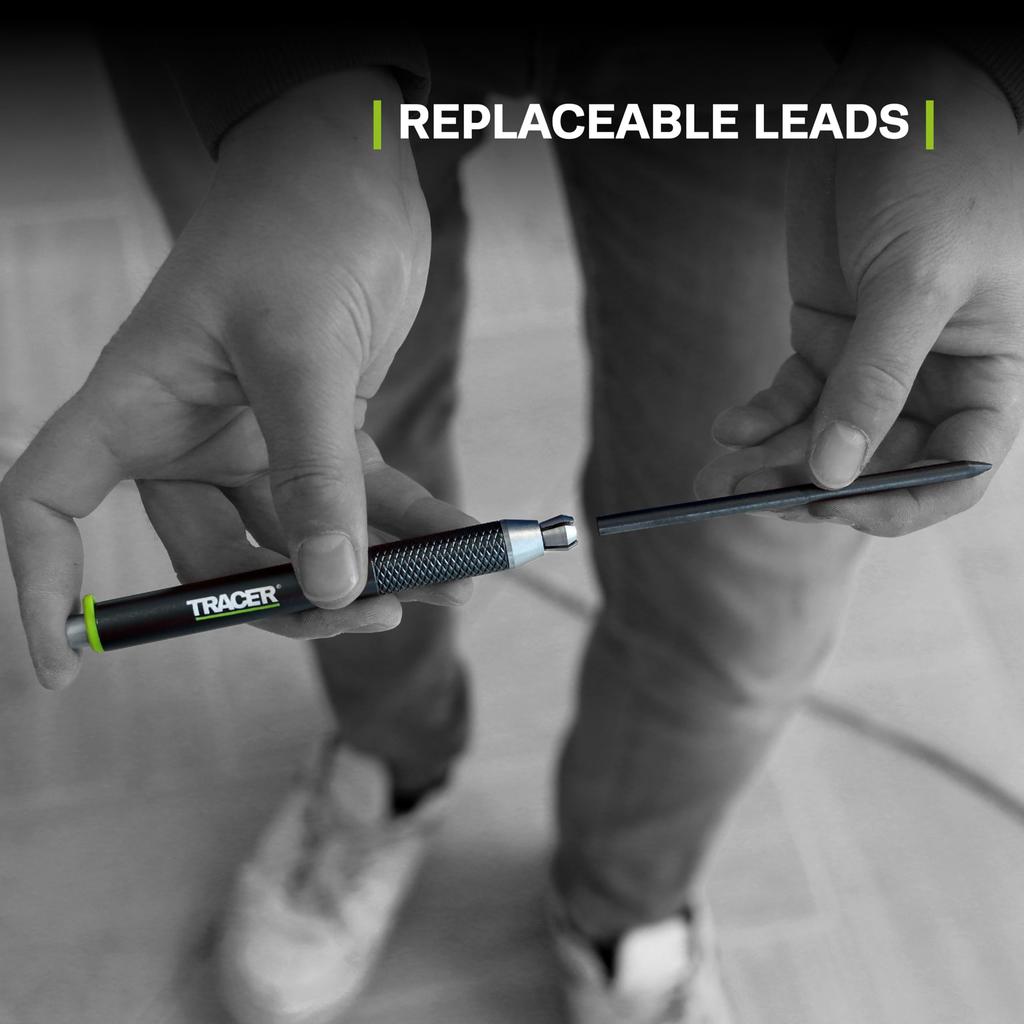 Tracer Pro Series Wytrzymała Metalowa Konstrukcja Aluminiowa Konstrukcja Zestaw do Znakowania z 6 Zapasowymi Opakowaniami Grafitu i Kaburą na Ołówek, Wszystko w Jednym