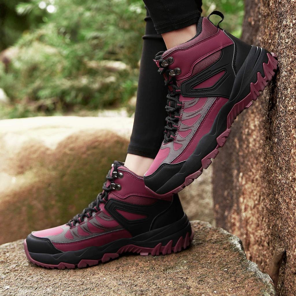 Zcoli Outdoor Hiking Shoes for Men and Suitable for Rose Size Women, Waterproof, Non-Slip, Anti-Collision Leather, High-Top, Lightweight, Breathable,