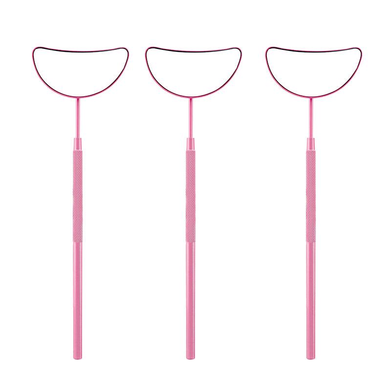 Crescent-Shaped Stainless Steel Eyelash Inspection Mirror for Grafted Eyelashes розовый
