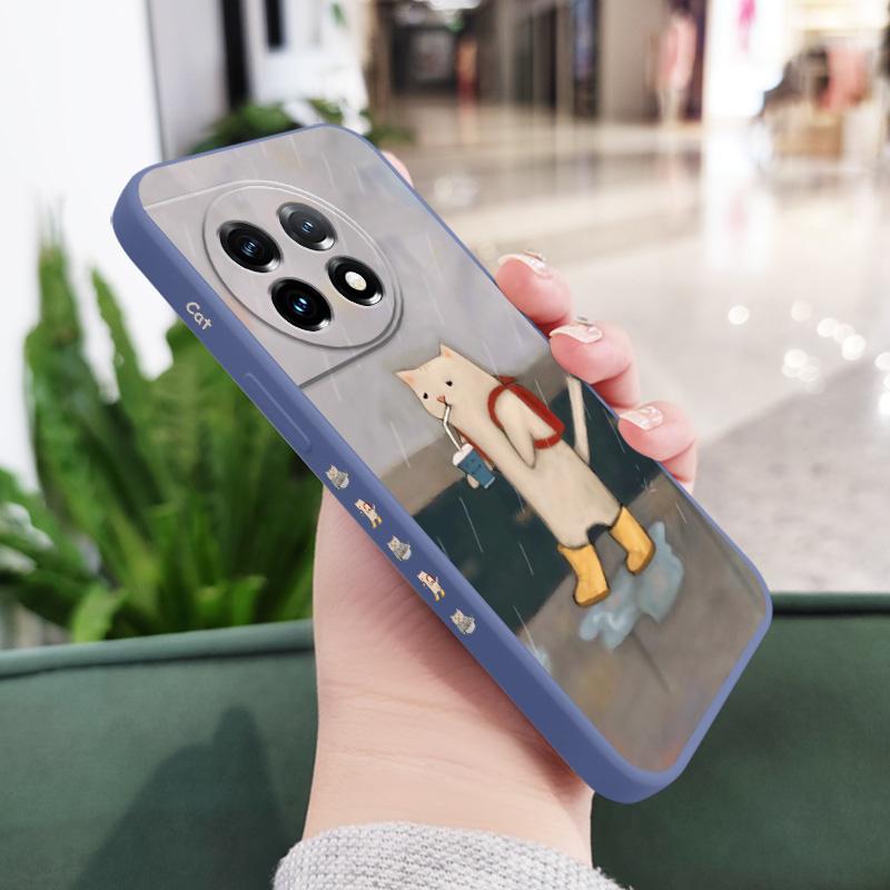 Paper Folding Cat Phone Case For Oneplus 13 13R 12 12R 11 11R 10 10R 10T 9R 9RT 9 8T 8 7 7T Pro 5G Liquid Silicone Cover