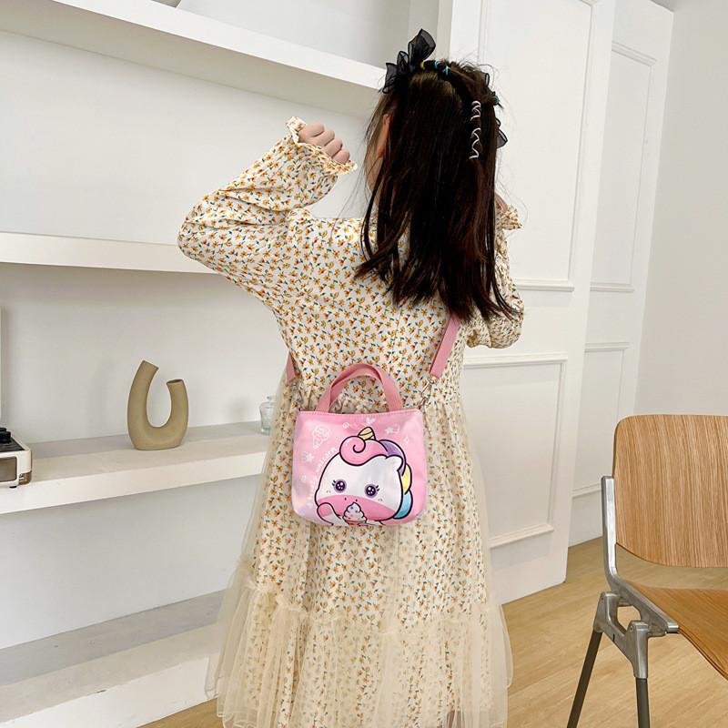 Stylish Cartoon Print Crossbody Bag For Kids Versatile Canvas Shoulder Bag For Girls And Boys