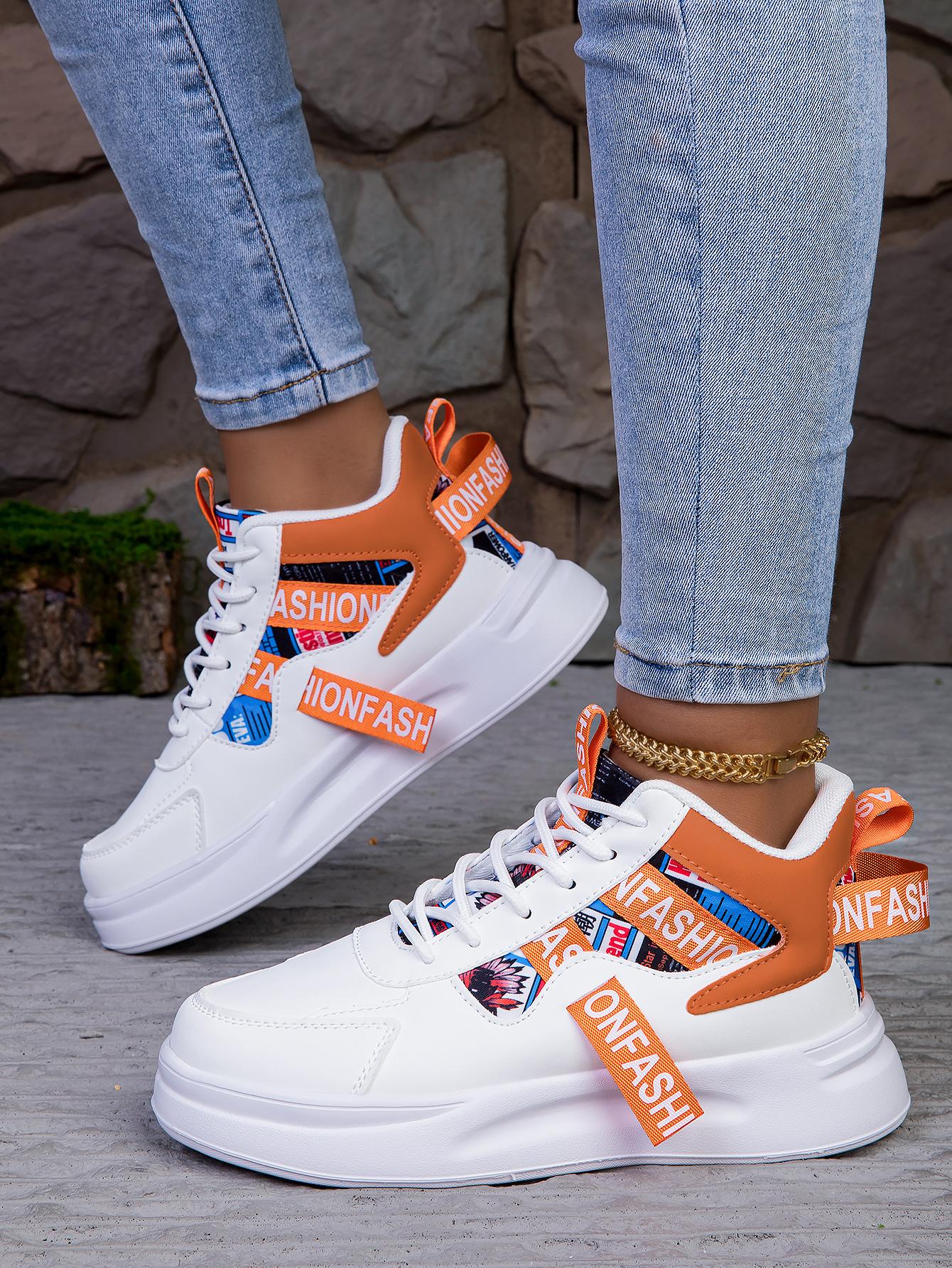 

Женские повседневные кроссовки на боковой платформе больших размеров, вулканизированная обувь, новая весенняя обувь на плоской подошве 35 оранжевый