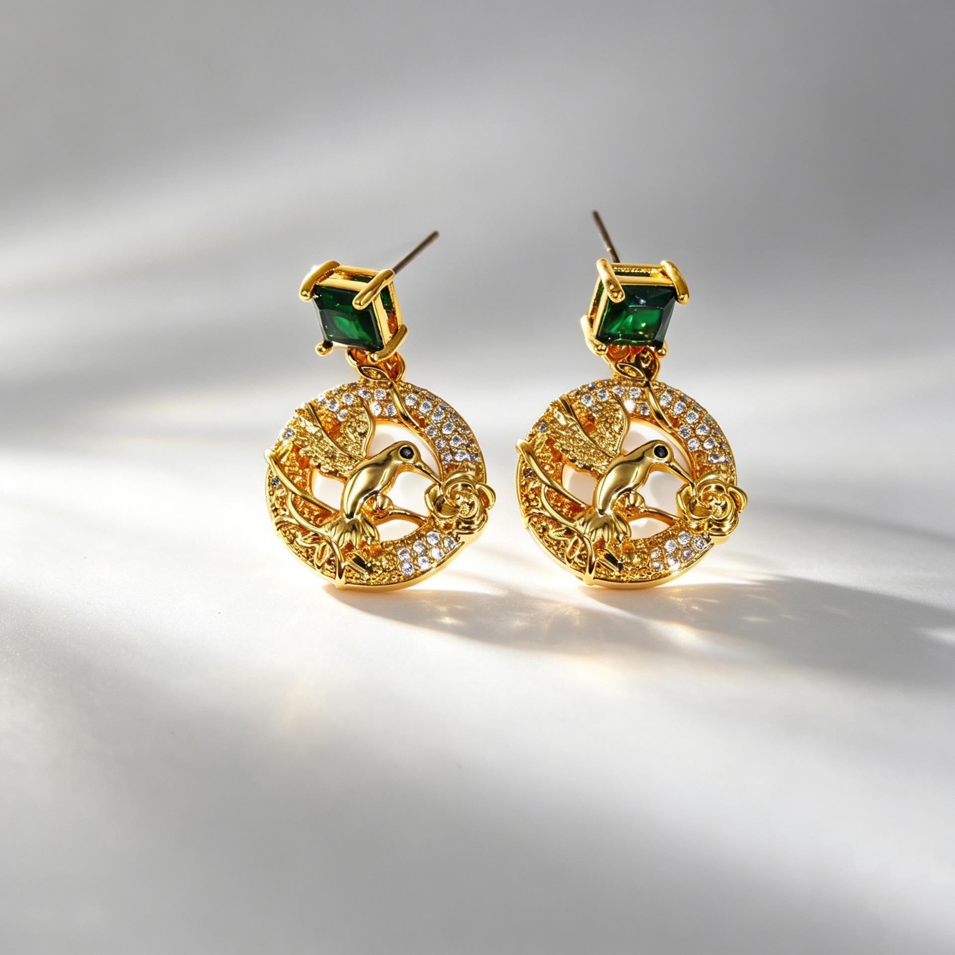 Elegant Light Luxury Flower Silver Needle Earrings High-end Earrings Full of Zircon Love Tree Flower Stud Earrings Jewelry золотисто-желтый
