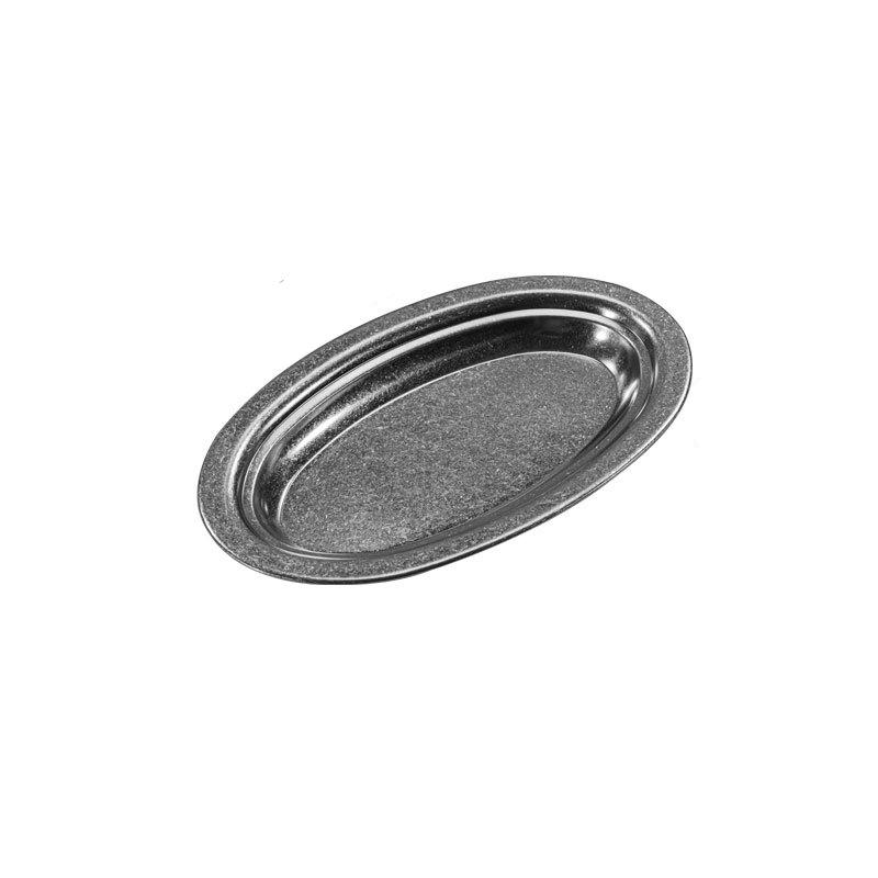 

Oval stainless steel plate heavy duty commercial restaurant grill serving pan retro snowflake gray finish sturdy base 1 серебряный